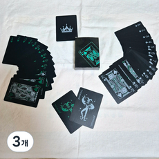 큰나무 물에 젖지 않는 PVC 포커카드 홀덤 마술 트럼프, 그린블랙, 3개