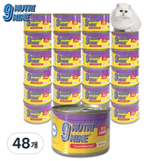 노엘캣 뉴트리나인 고양이 습식 참치캔 캔사료 습식사료 기호성 좋은 영양간식 부드러운 고양이캔, 160g, 48개, 참치&헤어볼