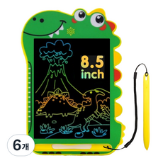 어나더토이 공룡 LCD 컬러 유아 드로잉 패드 8.5인치 (22cm) 전자칠판 끈드로잉패드 낙서장 펜 분실방지 줄 포함, 그린, 6개