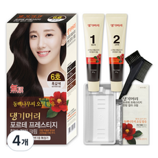 댕기머리 포르테 프레스티지 한방 칼라 크림 염색약, 6호 흑갈색, 4개