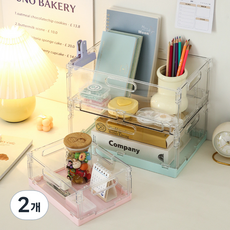 오로라 다용도 접이식 수납정리함 폴딩수납함, 2개, 투명