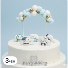 메리멜팅 시나모롤 피규어 케이크 토퍼 장식 토퍼픽 산리오, 3세트, 블루색상