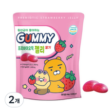 어린이 유산균젤리 / 프락토 올리고당 유산균 먹이가 되는 프리바이오틱스 어린이 키즈 영양구미 / 프리바이오틱젤리 국산딸기 농축액, 64g, 2개
