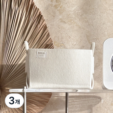 뚜뚜아트 펠트 바구니 장난감 정리함 기저귀 수납함, 3개, 08. 화이트