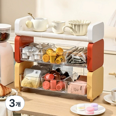 모먼트비 다용도 커피 캡슐 티백 주방 사무실 탕비실 수납 정리함, 3개, 크림