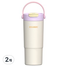 SGAKIC 진공 스텐 빨대 텀블러 보온보냉 차망 밀폐 워터보틀, 2개, 650ml, 화이트