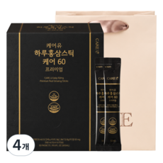 케어유 케어60 프리미엄 6년근 진세노사이드 60mg 고려 홍삼스틱 + 쇼핑백, 4개, 50회분