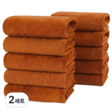 필바이브 업소용 도톰한 극세사 수건 미용실 사우나 헬스장 펫샵, 2세트, 브릭 오렌지 10장