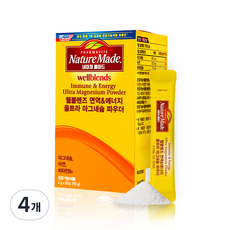 [네이처메이드] 고함량 마그네슘 파우더 웰블렌즈 면역&에너지, 90g, 4개