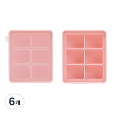 네오실리 국산 프리미엄 실리콘 얼음틀 다진마늘 이유식 냉동틀, 6개, 피치핑크