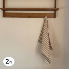 체크 키친크로스 고리디자인 다용도덮개 국내생산 12color, 2개, 2) 베이지