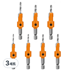 공구PXJ 목공 접시비트 임팩 이중기리 육각 나사선탭 7종세트, 3세트