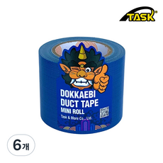 도깨비 수출용(국내산) 덕트테이프 덕테이프 미니롤 DARK BLUE 50mmX5m, 6개