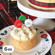 메리크리스마스 & 해피뉴이어 레터링 원형 케이크초, 6세트, 2g, 5개입