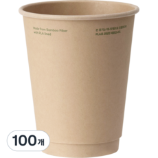이중 대나무종이컵 16oz 대나무 종이컵 PLA 코팅 490mL 그란데 사이즈 종이컵 뚜껑별도, 100개, 1개