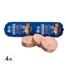 브릿 프리미엄 독 화식 강아지 사료 소세지, 4개, 800g, 닭고기 + 흰 살 생선