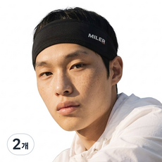 마일러 실리핏 스포츠 헤어밴드, 2개, 블랙