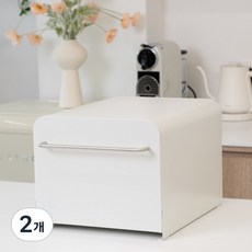 마치 미드센추리 슬라이드 철제 수납함, 2개, 화이트 2개, 화이트