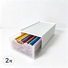 투명 서랍형 데스크 정리함 문구 소품 수납함 책상 오거나이저, 2개, 화이트