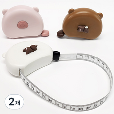 MDC 곰돌이 원터치 다이어트 줄자 / 피팅줄자 가정용줄자, 2개, 핑크