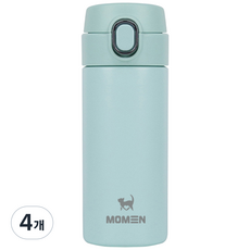 모멘 원터치텀블러 350ml 소형 어린이 장금장치 304스텐레스 이중진공 보온병 에코트리카페, 민트, 4개