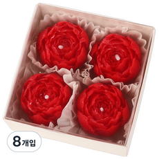꽃캔들 장미꽃캔들 꽃모양 양초 장식용 초 선물 데이트용 소이캔들, 8개입, 레드