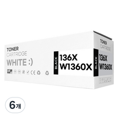 136X W1360X 재생 호환 토너 칩장착, 대용량, 6개, 검정