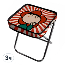 캠핑 캐릭터 알루미늄 접이식 의자 폴딩 스툴, 빨간 꽃머리, 3개