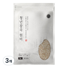 청년잡곡 쌀 국산 현미, 3개, 1kg