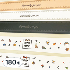 핸드 메이드 땡큐 도시락 띠스티커 띠지 스티커 포장 데코 롱타입, 180개, 2. 땡큐 띠스티커