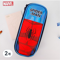 남아 마블 캐릭터 파우치 필통 펜케이스 봉제필통 초등 학교 필기구, 2개, 스파이더맨 네이비