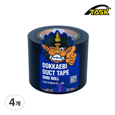 도깨비 수출용(국내산) 덕트테이프 덕테이프 미니롤 BLACK 50mmX5m, 4개