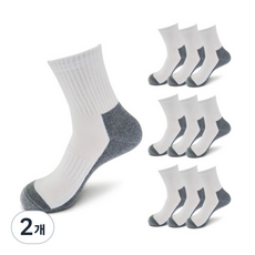 COSOC 두툼한 이중쿠션 중목 두꺼운 스포츠양말 10p, 흰색투톤(wh&gray)