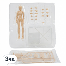 노브랜드 인체관절 모형 액션 피규어 드로잉용 바디모델 손파츠 스탠드 포함, 3세트, (여성형) 살구색(페일오렌지), 15cm
