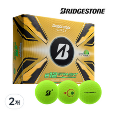 [브리지스톤] 신상품 E12 Straight Ditance 3피스 골프공, 그린 무광, 12개입, 2개