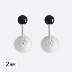 컴포즈 무타공 흡착 롱 후크 다용도 걸이 고리 2p, 2세트, 블랙볼