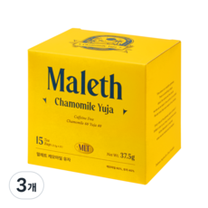 말레트 캐모마일 차 티백 고흥유자 개별포장, 2.5g, 15개입, 3개