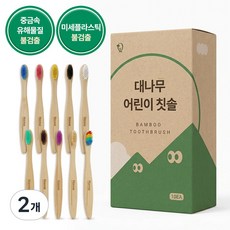 영퍼센트 대나무 유아 아기 어린이 칫솔, 2개, 10개입, 혼합색상