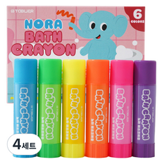 따블리에 유아 욕실크레용 목욕크레용 워셔블 아기크레용 목욕놀이, 4세트, 6색