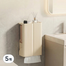 픽코어 벽부착 휴지 케이스 티슈흡착보관함 대용량 티슈함, 5개