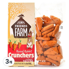 제이펫 슈프림펫 러셀 크런치 캐롯 토끼 기니피그 친칠라 햄스터 간식, 120g, 3개