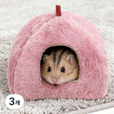 허그마이펫 햄스터 따수미 보온 하우스 은신처, 3개, 핑크