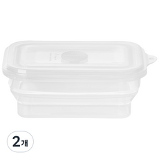 접어락 3단폴딩 실리콘 접이식용기 밀폐 보관 용기, 올클리어, 2개, 800ml