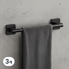 레브홈 튼튼한 무타공 욕실 수건걸이 화장실 수건거치대, 3개, 오닉스블랙