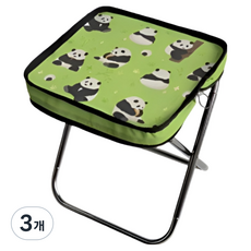 체리닷컴 캠핑 캐릭터 알루미늄 접이식 의자 폴딩 스툴, 초록 판다, 3개