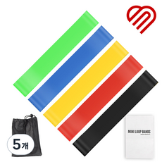 호프너 스포츠 라텍스 루프밴드 저항밴드 5종세트 홈트 필라테스 힙업 운동밴드, 5개, 그린, 블루, 옐로우, 레드, 블랙