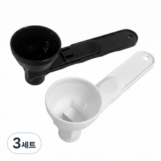 어바웃키친 1+1 흘림방지 반자동 슬라이딩 파우더 스쿱 스푼, 3세트, 블랙,화이트