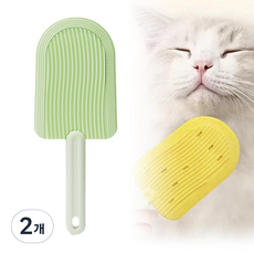 [더알파/고양이빗] 2in1 양면 기능성 저자극 실리콘 브러쉬 반려동물용 브러쉬+소파-카펫 털 청소 겸용, 2개, 녹색