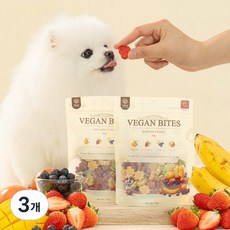 펫테일럽앤힐 강아지 간식 비건 바이츠 트릿 8종 야채 과일 저알러지, 과일믹스/딸기 망고 바나나 블루베리, 200g, 3개