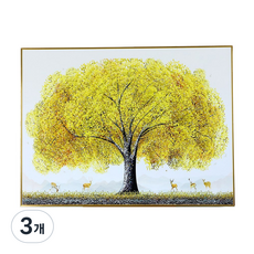 꾸미아트 해바라기 잉어 목단 부엉이 풍수인테리어 그림액자 돈벼락 사업운 대박복, 3개, 20x30 황금나무사슴
